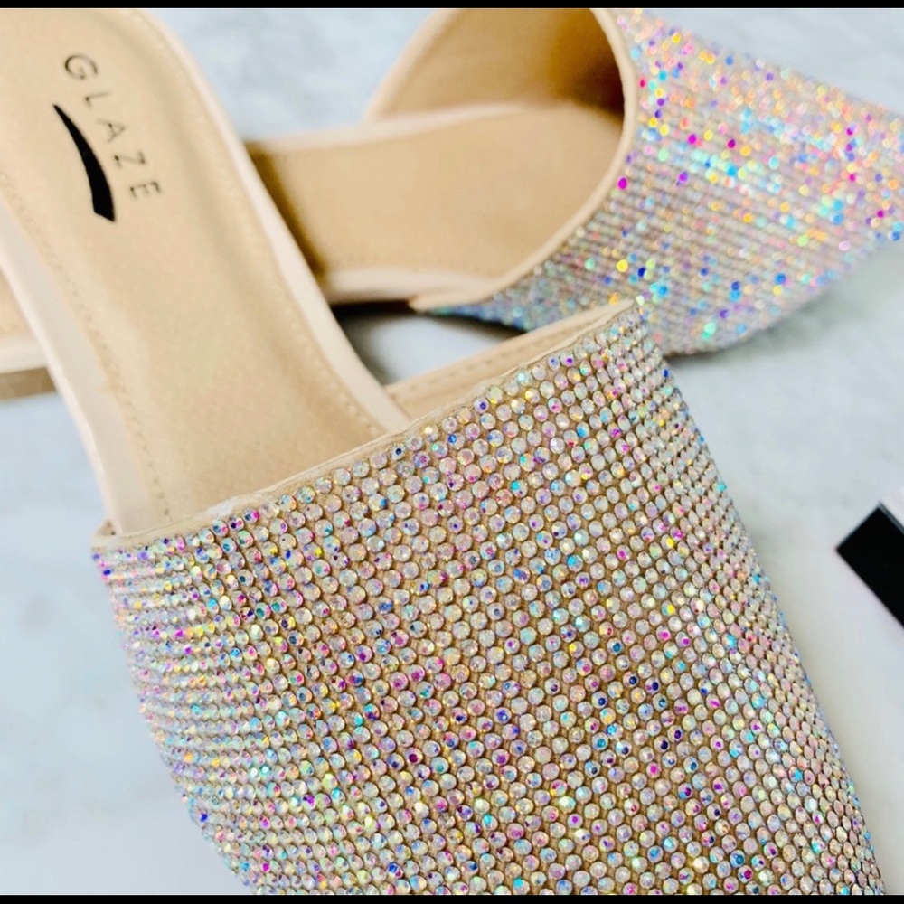 LAST PAIR!💞Crystal Embellished Pointed Mule Flats - Picture 2 of 3